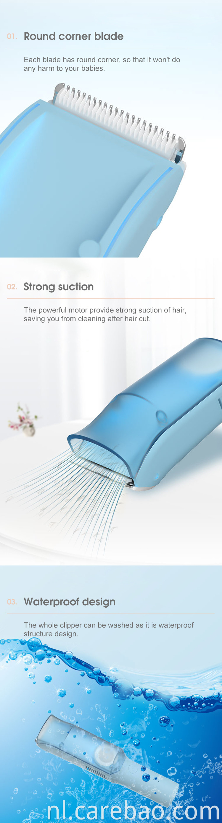 Waterproof Electric Baby Vacuum Hair Trimmer